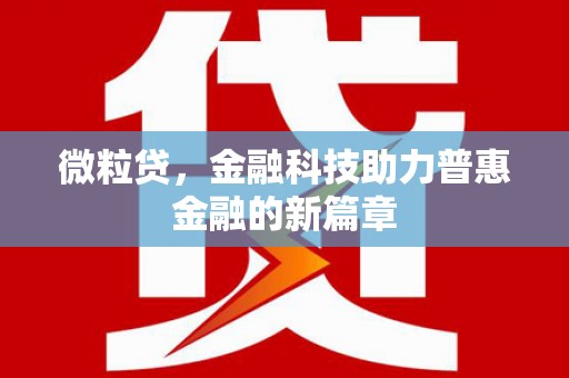 中卫微粒贷，金融科技助力普惠金融的新篇章