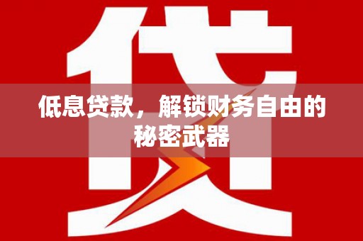 中卫低息贷款，解锁财务自由的秘密武器