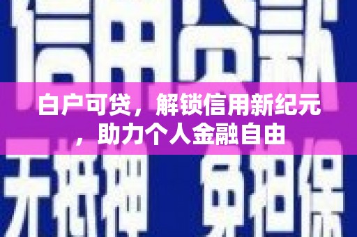 中卫白户可贷，解锁信用新纪元，助力个人金融自由