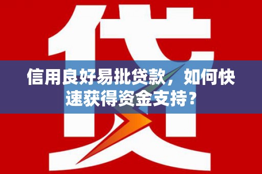 中卫信用良好易批贷款，如何快速获得资金支持？