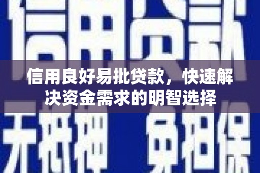 中卫信用良好易批贷款，快速解决资金需求的明智选择