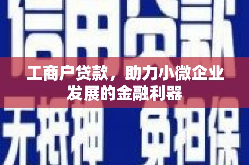 中卫工商户贷款，助力小微企业发展的金融利器