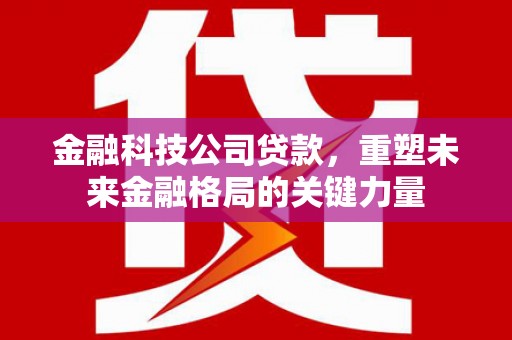中卫金融科技公司贷款，重塑未来金融格局的关键力量