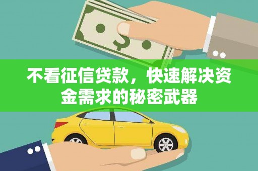 中卫不看征信贷款，快速解决资金需求的秘密武器