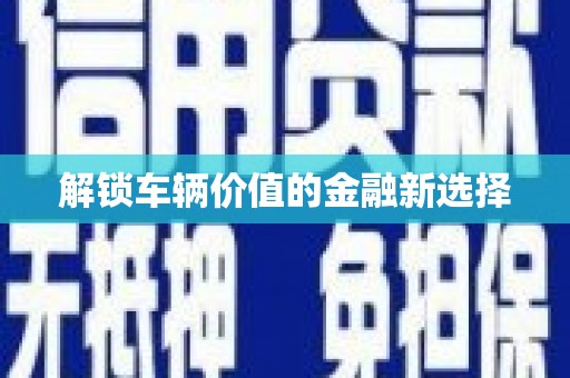 中卫解锁车辆价值的金融新选择