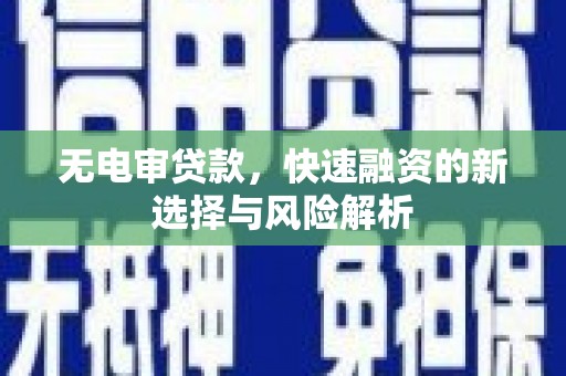 中卫无电审贷款，快速融资的新选择与风险解析
