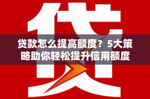 中卫贷款怎么提高额度？5大策略助你轻松提升信用额度