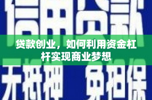 中卫贷款创业，如何利用资金杠杆实现商业梦想