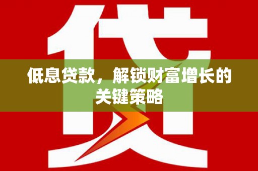中卫低息贷款，解锁财富增长的关键策略