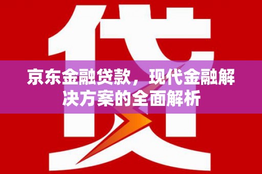 中卫京东金融贷款，现代金融解决方案的全面解析