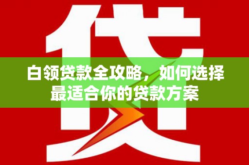 中卫白领贷款全攻略，如何选择最适合你的贷款方案